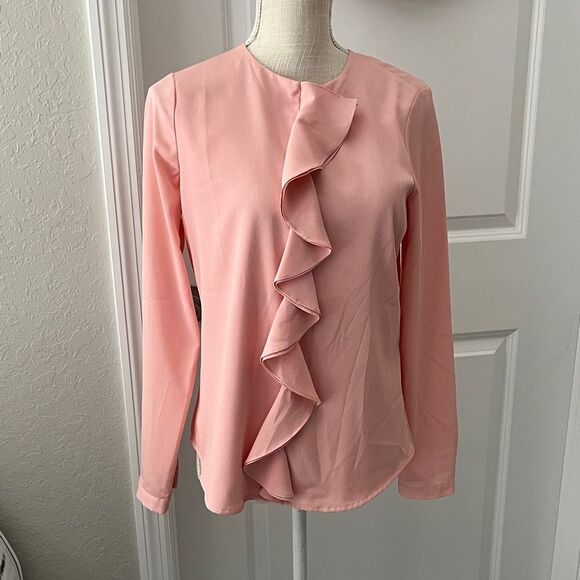 Karl Lagerfeld Soft Pink Ruffle Blouse - Picture 1 of 8